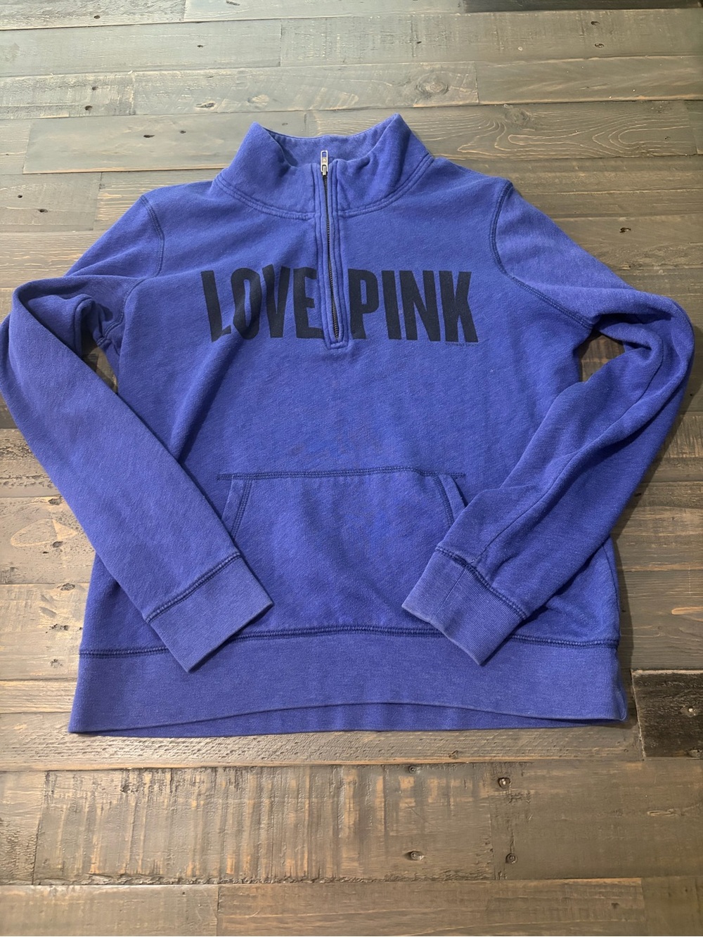 Victoria’s Secret PINK Love Pink Quarter Zip Pullover Blue Purple Small